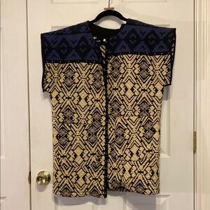 Anthropologie Black and Cream Geometric Vest